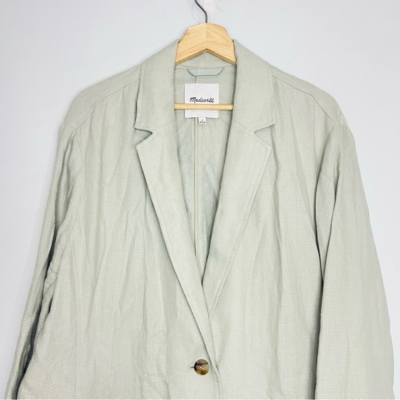 Madewell Women's Breezewoven Larsen Linen Blazer in Pale  Sage Gray Green 1X - Picture 5 of 6